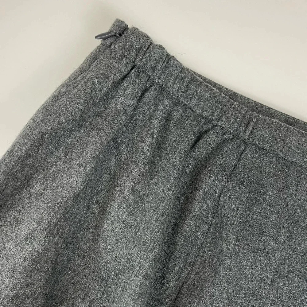 NEW Talbots Skirt Womens 14 WP Petite Gray Ruffle Wool Stretch Waist NWT